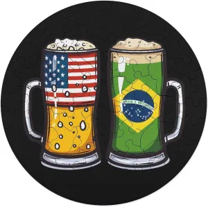 Puzzles for Adults Wooden Animal Shape Puzzles for Home Wall Decor 68 PCS Brazilian Beer USA Brazilian Flag cactus plausible irregular crouch Jigsaw 