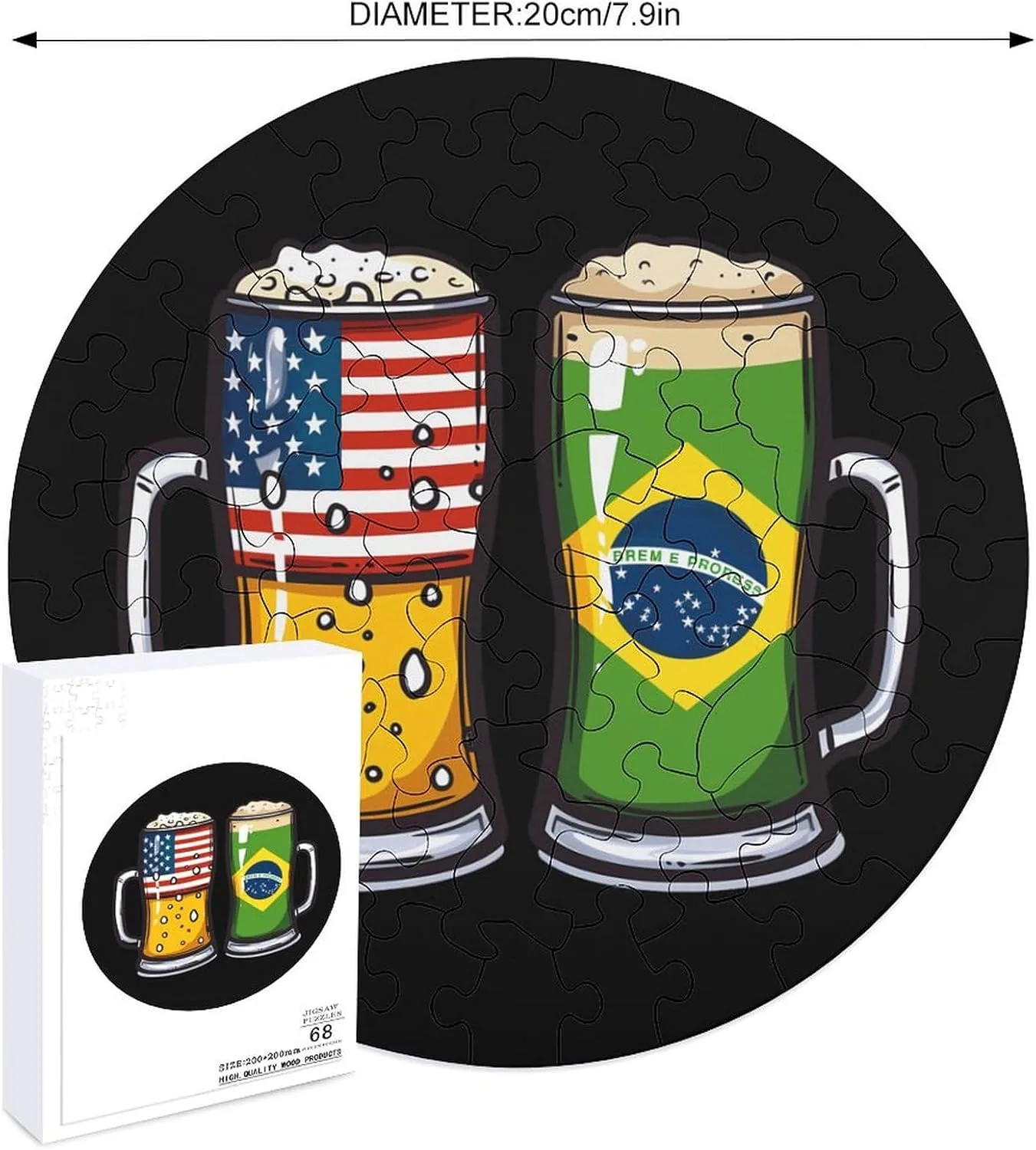Puzzles for Adults Wooden Animal Shape Puzzles for Home Wall Decor 68 PCS Brazilian Beer USA Brazilian Flag cactus plausible irregular crouch Jigsaw 