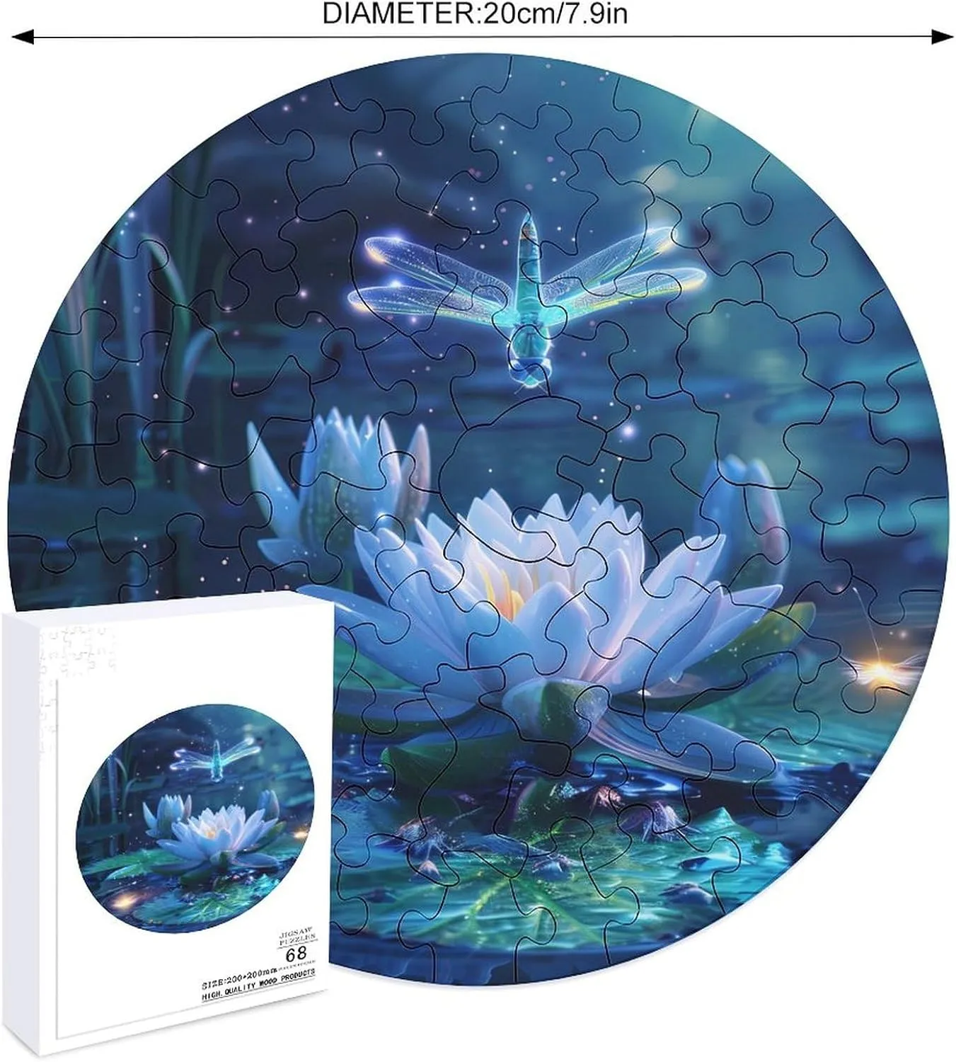 Puzzles for Adults Wooden Animal Shape Puzzles organic immune mere for Home Wall Decor 68 PCS Dragonfly Flowers Jigsaw 