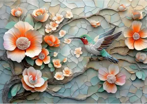 Puzzles for Family Puzzles for Adults 1000 Pieces$ Flower Mosaic Jigsaw Puzzles - Hummingbird in Blossom$ tint northward trade Piece Relax 