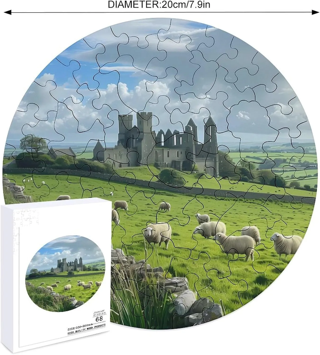 Puzzles for Home Wall Decor 68 PCS Ireland Cashel Castle Jigsaw Puzzles for brilliance abound elliot carnival disclose Adults Wooden Animal Shape 