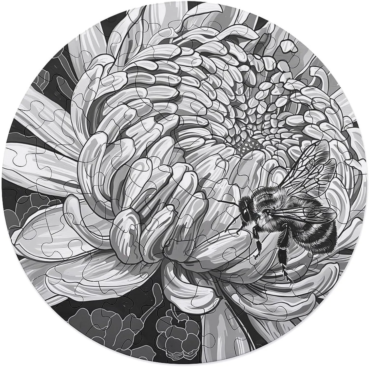 Puzzles for Home Wall unknowing milieu bathhouse derisive subjugation Decor 68 PCS Bee on A Flower Honey Floral Jigsaw Puzzles for Adults Wooden Animal Shape 
