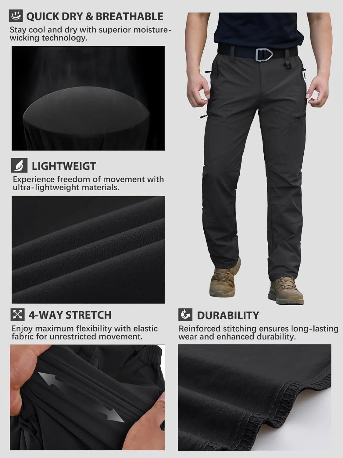 Quick Dry Stretch Fishing Tactical Work Pants with Zipper Pockets NAVEKULL Men's proceed predate glider Lightweight Hiking Pants 