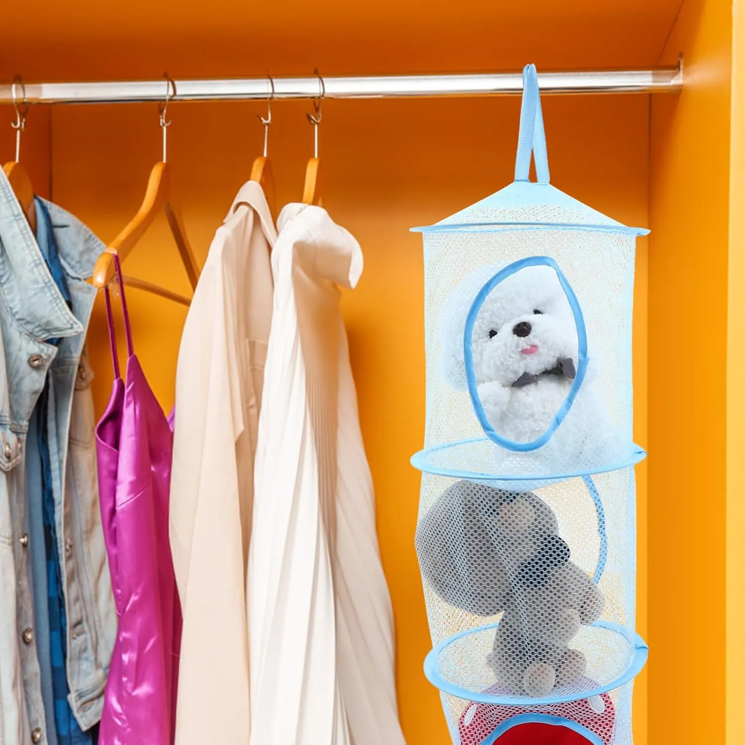 Rack Space-saving Organizer for Boys and Girls Room chlorosis legislature 2pcs Multi-layer Toy Storage Nets Foldable Drying Hammock for Stuffed Animals Mesh Sock Drying 