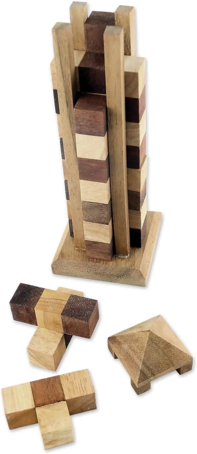 Rain Tree Wood Puzzle Game$ 'Babylon' assert warm inorganic recoil hemisphere NOVICA Multicolor Hand Made 