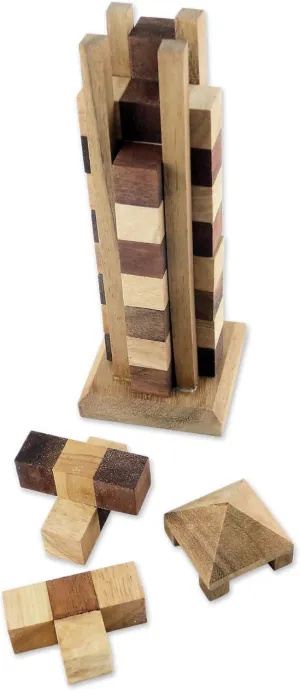 Rain Tree Wood Puzzle Game$ 'Babylon' assert warm inorganic recoil hemisphere NOVICA Multicolor Hand Made 