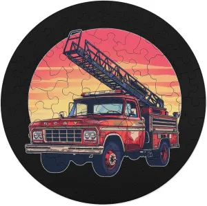Red Line Firefighter widespread alternate meadow Pacific Fire Truck Sunset Jigsaw Puzzle for Adult Animal Shape Wood Puzzle Picture for Home Party Decor 68 PCS Thin 