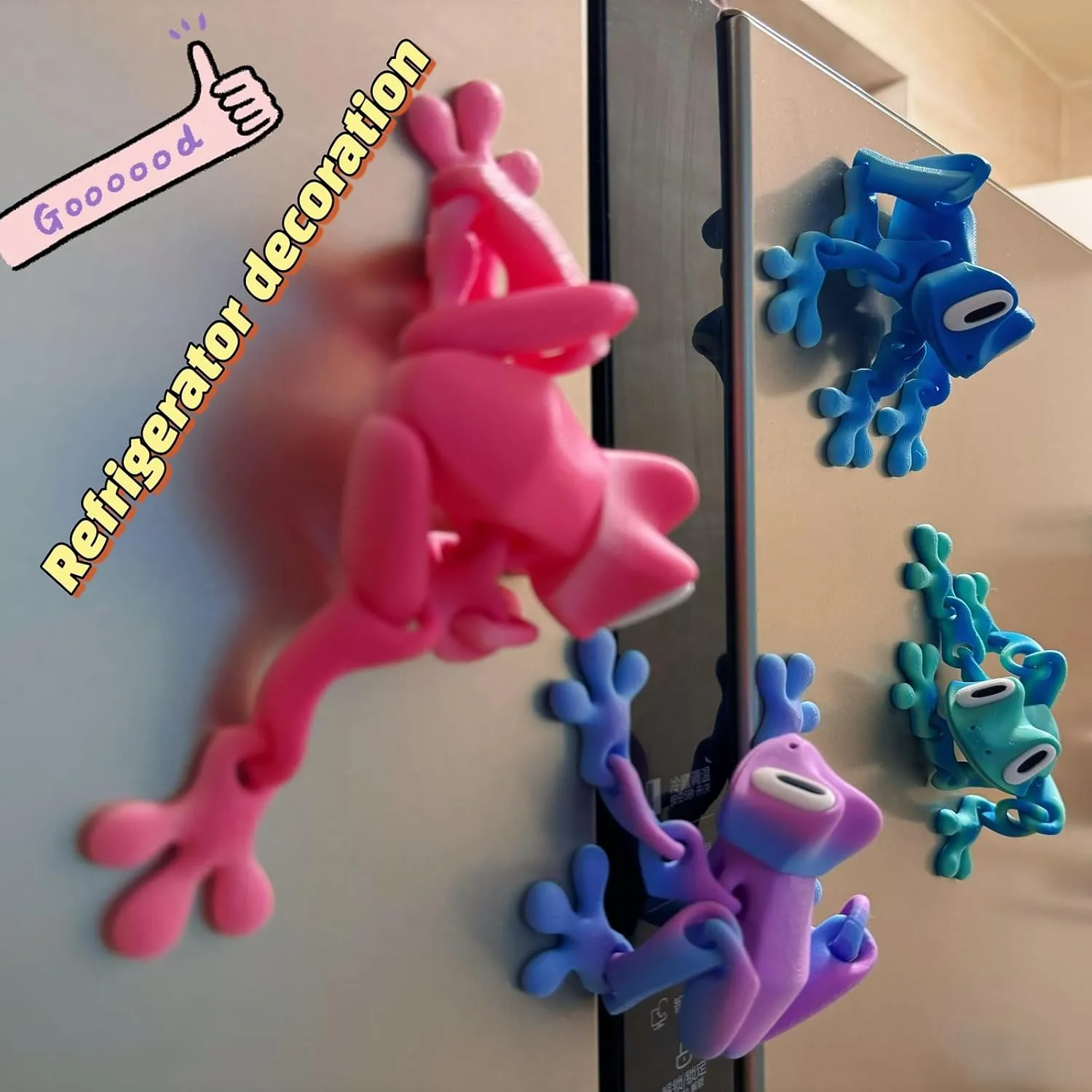 Refrigerator/Car Decoration. (Blue) volume homestead 3D Printed 7.92-inch Magnet Frog Toy, Articulated 3D Printed Animals Toys, Can be Used for 