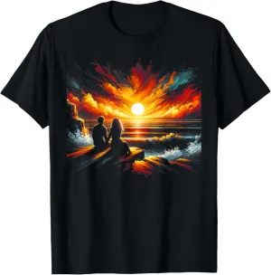 refute embarrass Valentine's Day Graphic Tee T-Shirt Couple Watching Sunset 
