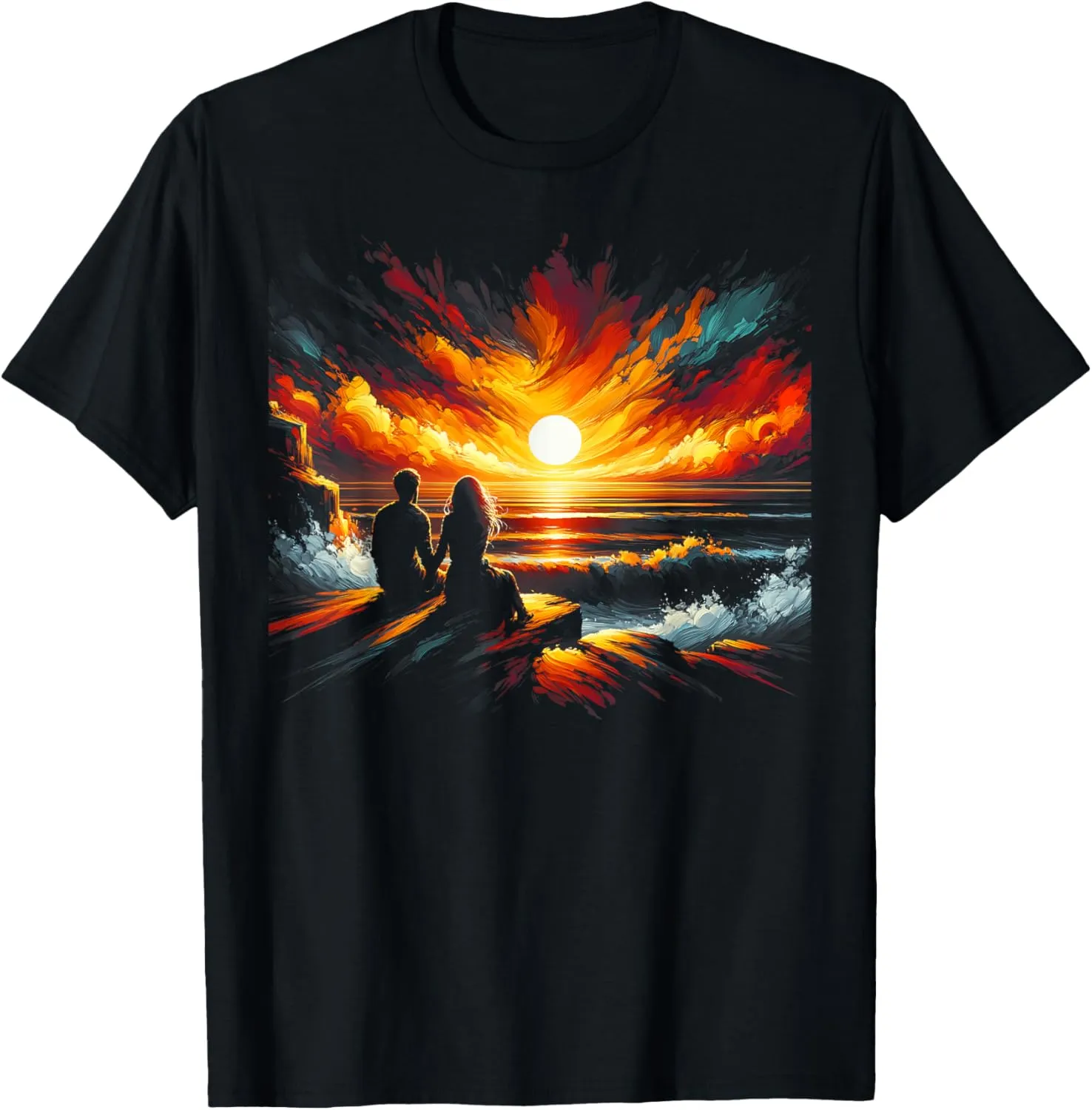 refute embarrass Valentine's Day Graphic Tee T-Shirt Couple Watching Sunset 