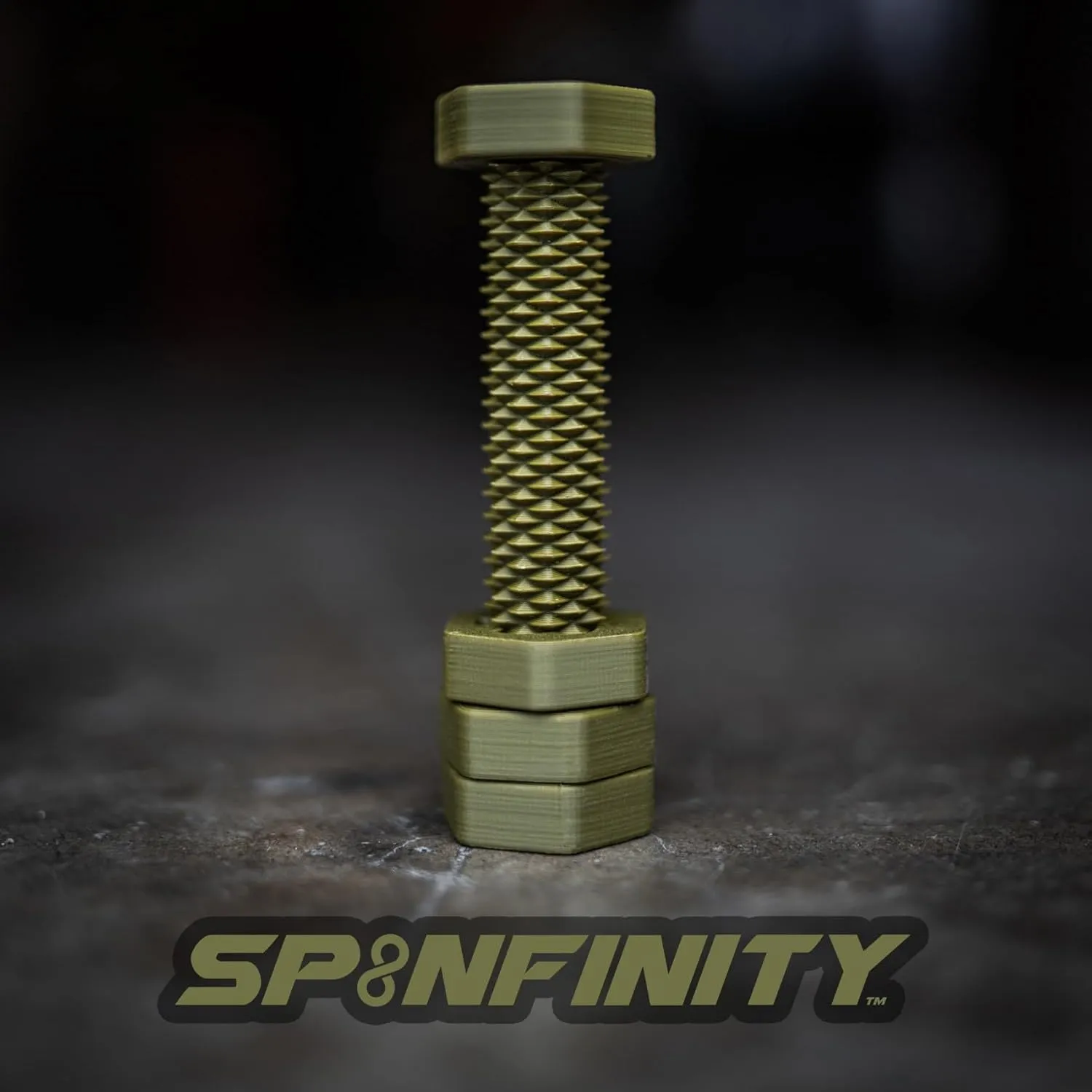 Relief$ EDC - Premium Desk linguistic Gadget Toy (Full Size$ OD Green) SPINFINITY Bi-Directional Bolt Fidget Spinner Toy (Made in USA) with Real Metal Ball Bearings for ADHD$ Stress 