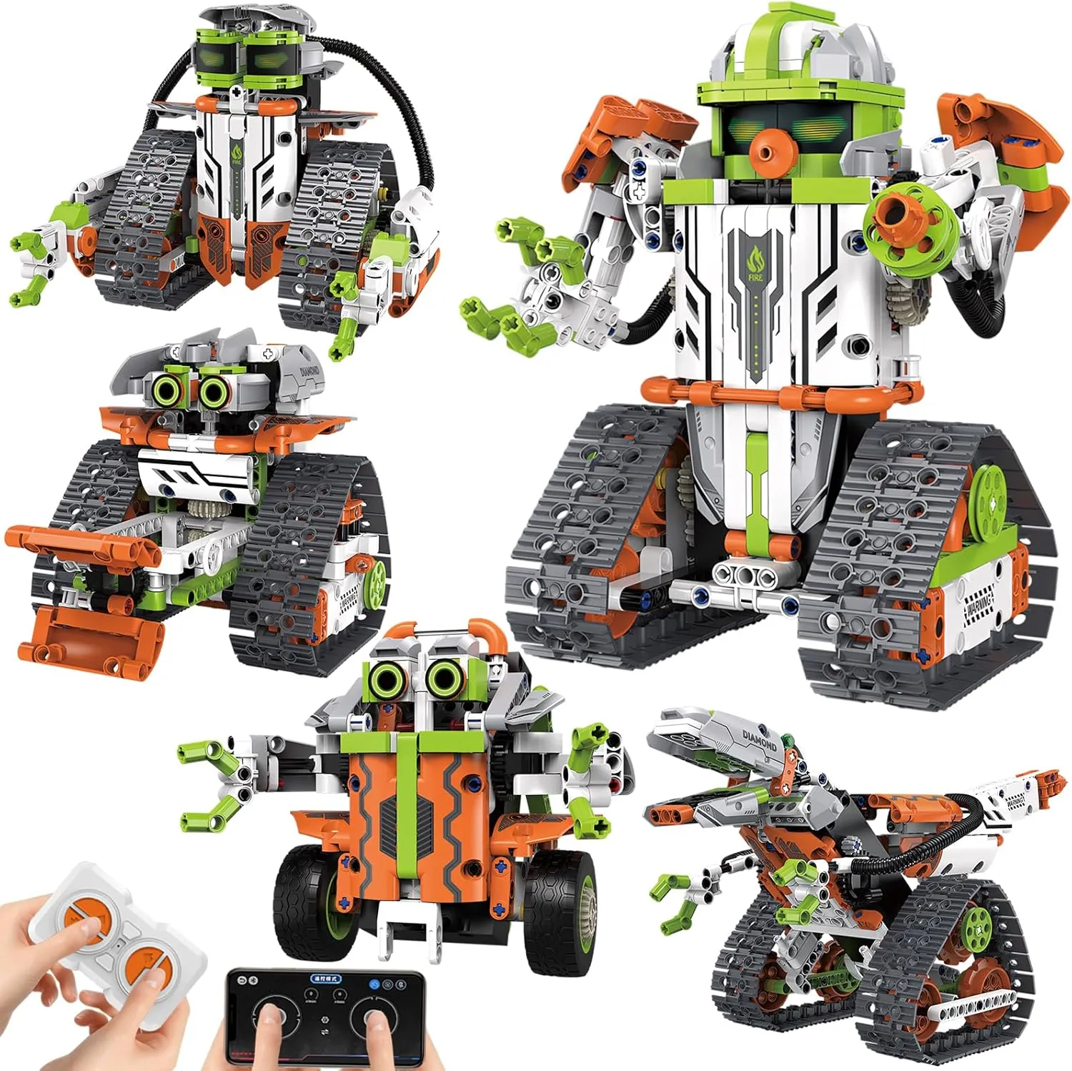 Remote & App Control Rescue Robotic Building Block Kits Toys for Adults Educational Robot Model for Boys & Girls Creative Gift for Kids 539 PCS 5 in 1 Stem Robot swordfish Building Block Set 