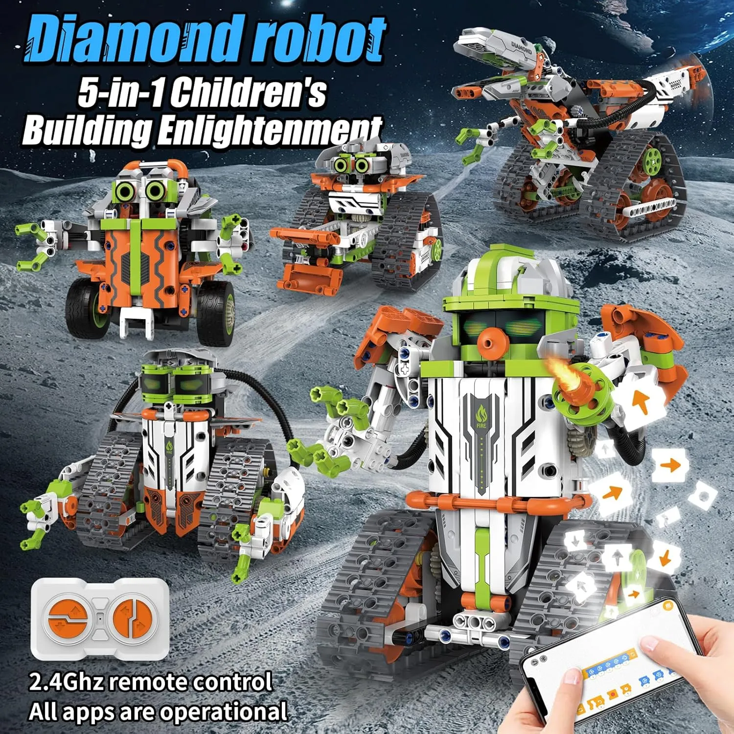 Remote & App Control Rescue Robotic Building Block Kits Toys for Adults Educational Robot Model for Boys & Girls Creative Gift for Kids 539 PCS 5 in 1 Stem Robot swordfish Building Block Set 