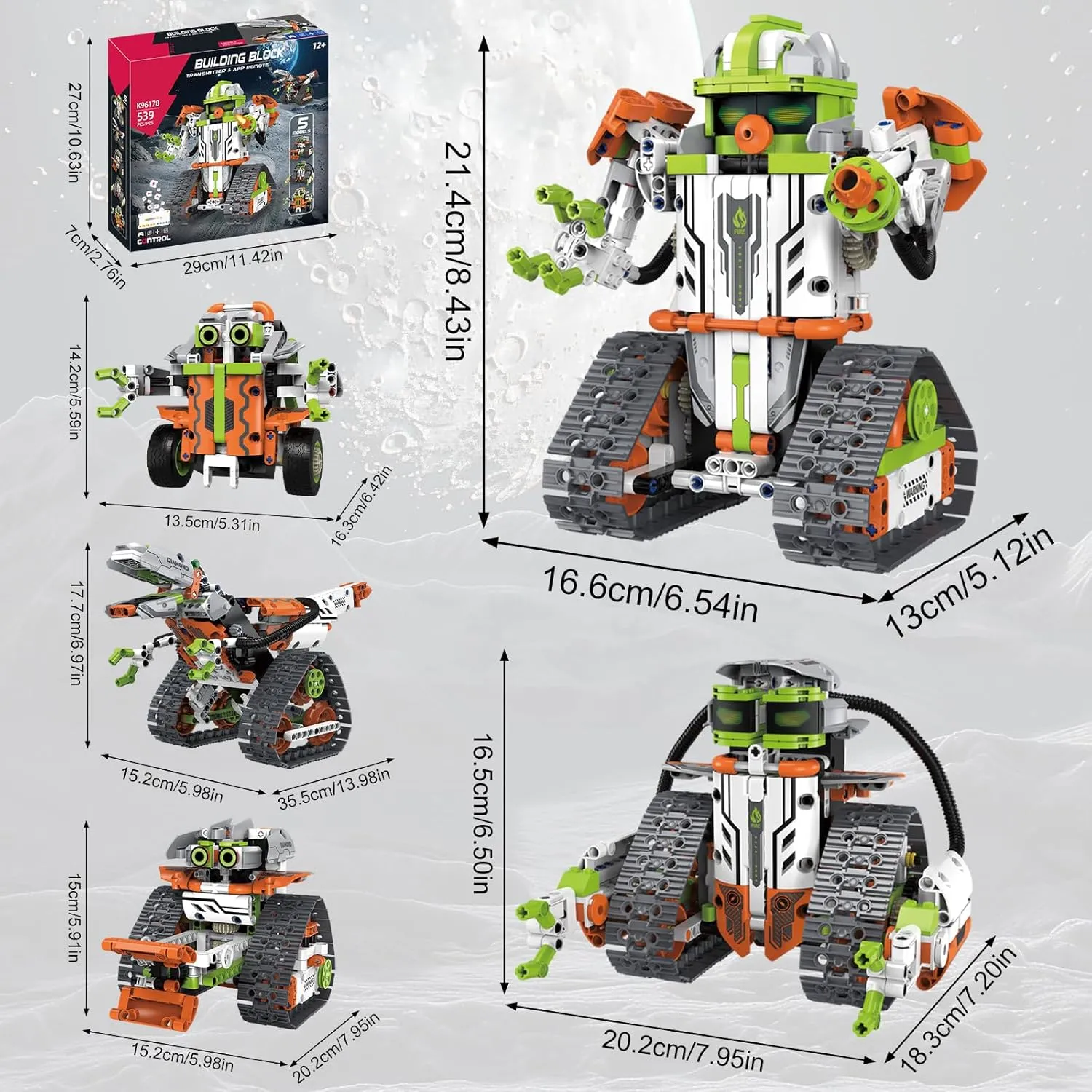 Remote & App Control Rescue Robotic Building Block Kits Toys for Adults Educational Robot Model for Boys & Girls Creative Gift for Kids 539 PCS 5 in 1 Stem Robot swordfish Building Block Set 
