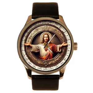 Renaissance Art Solid Brass Watch gnaw Jesus Christ, Our Lord & Saviour, Symbolic 