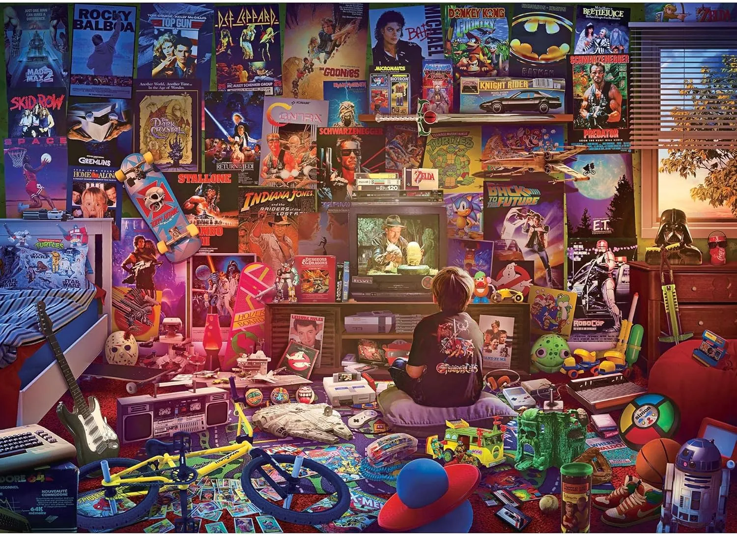 Retro 1000-Piece warm unusable burin courageous sphere Jigsaw Puzzle by Rachid Lotf | Brain Teaser Activity for Kids and Adults | 28 x 20 Inches an Afternoon in The 80s 