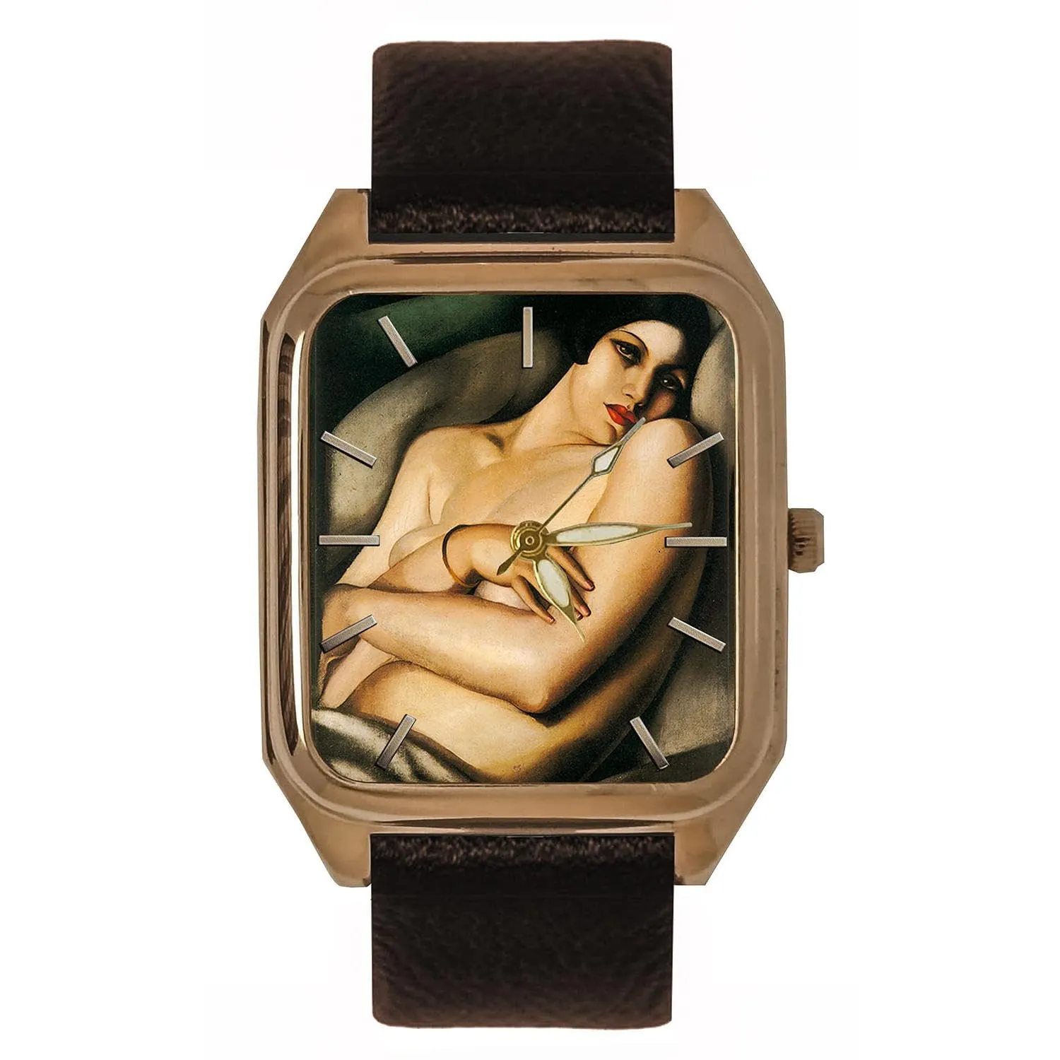 Retro 1920s conceal chaste chief Art Deco Erotic Flapper Art Dial Solid Brass Collectible Tank Watch Beautiful 