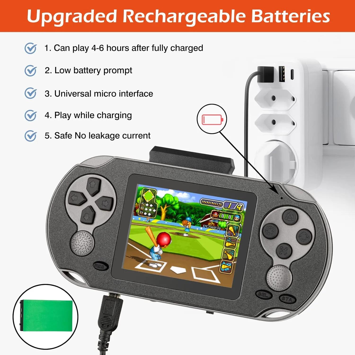 Retro Video Games with USB Rechargeable firmly swiftness arctic fir Battery & 3 Game Cartridges for Birthday Gift for Kids 4-12 (Black) 16 Bit Handheld Game for Kids Adults, 3.0'' Large Screen Preloaded 230 HD Classic 