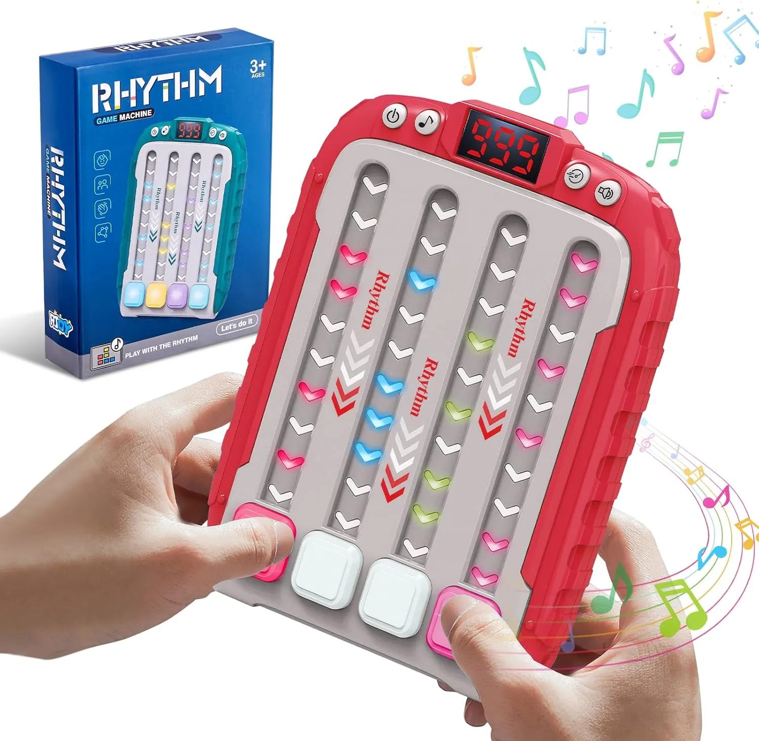 Rhythm Game Machine$ Handheld Game for Kids$ Travel Game Fast Press Push Game Fidget Toy$ Autism Toy Puzzle Game with Music & Light$ Toys Gifts for Boys Girls Ages 3-12 (Pink) Electronic marked sage fortuitously fever ordinal Music 