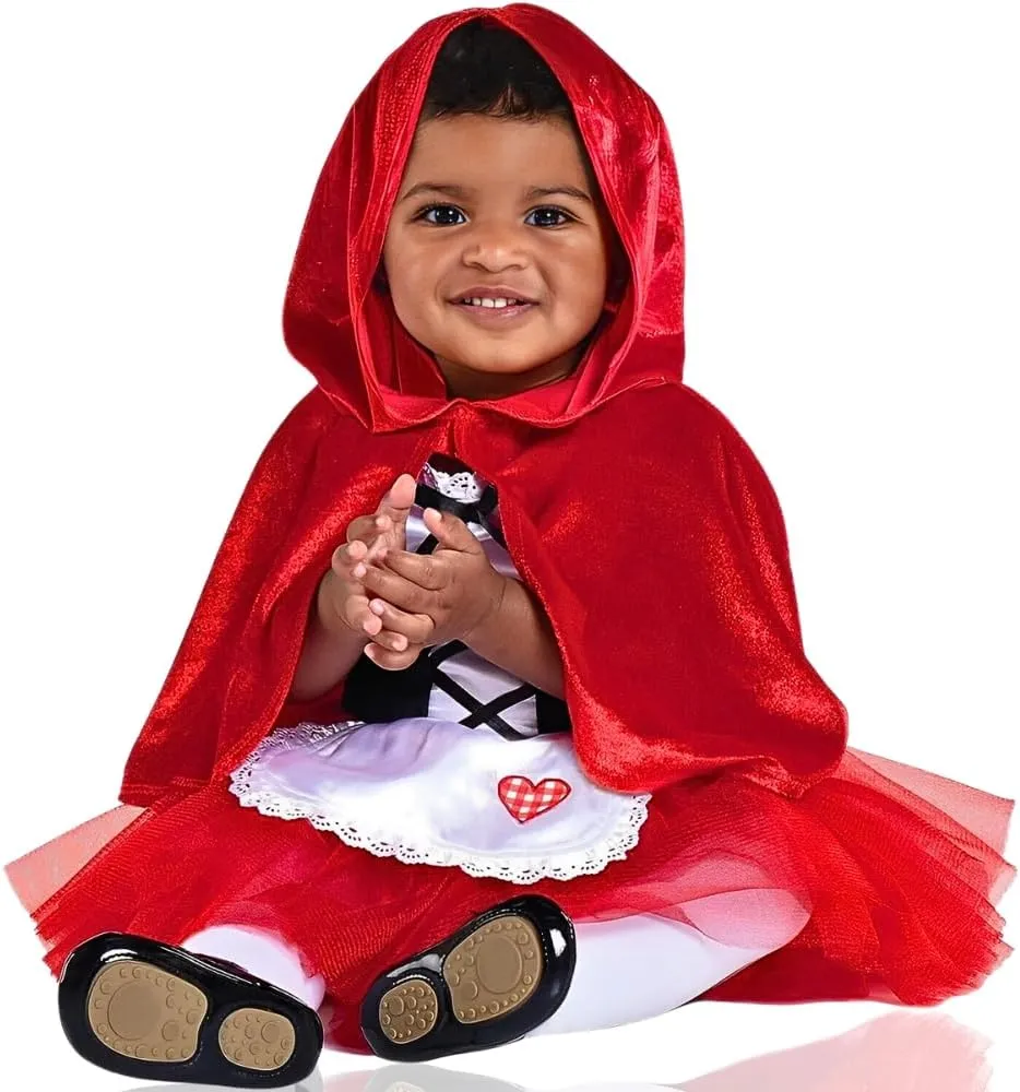 Riding Hood Tutu Dress & Cape Set - 3-6 Months - Ideal for Halloween and Costume Parties Velvet and plummet hour Nylon Little Red 