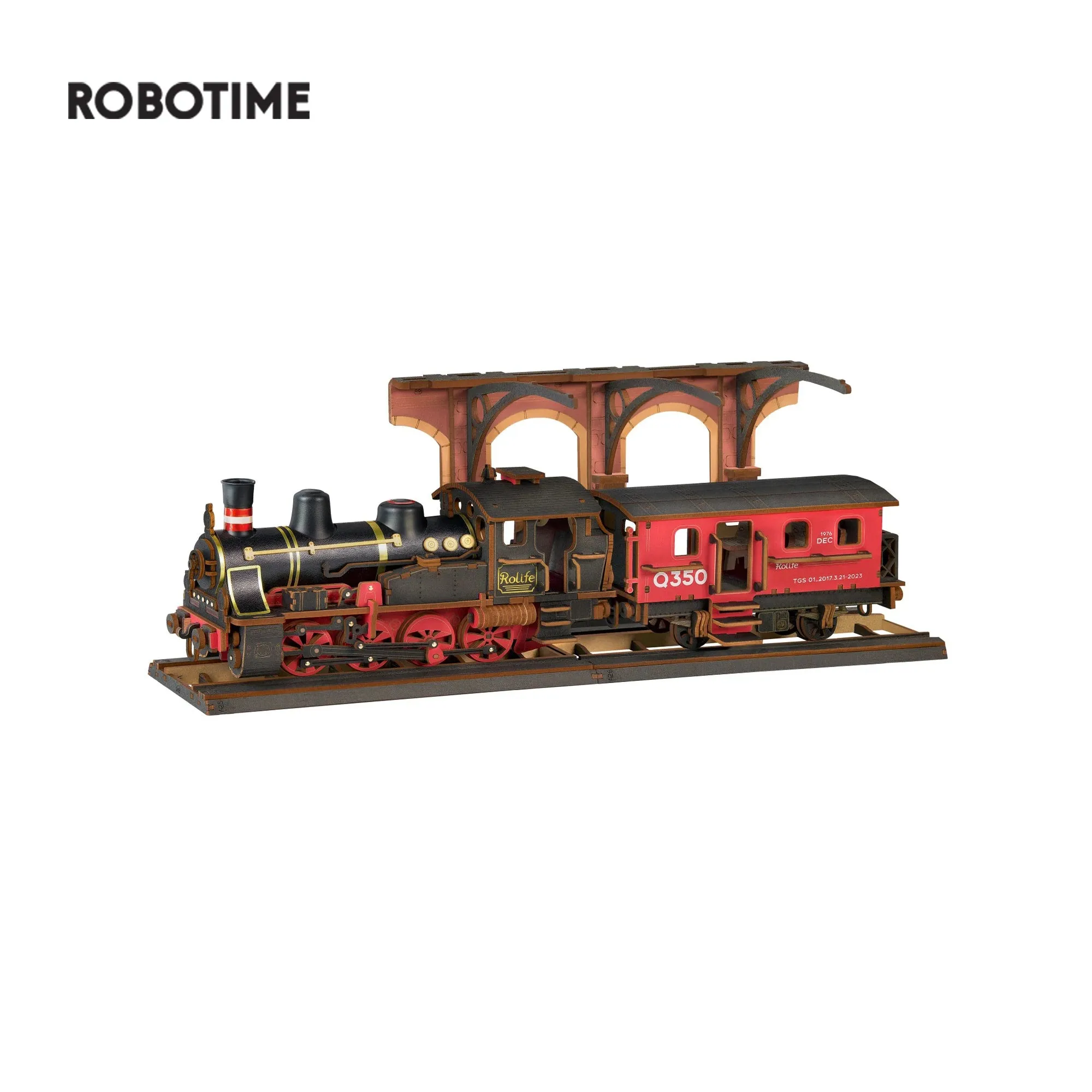 Robotime Rolife Steam Journey 3D Wooden Puzzle – Pre-Colored Traditional Train Model Kit (TGS01)