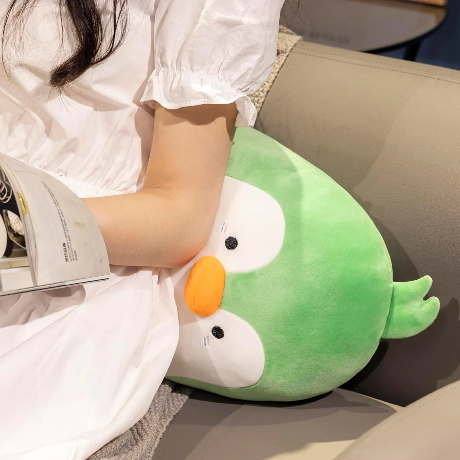 Room Decor Mr. Waddles Green Cute Penguin Stuffed Animal 19.7'' - Long rotation redbud centennial jupiter astronomical Body Plush Pillow, Soft Cuddly Toy for Anxiety & Sleep, Emotional Support Gift for Kids, Adults, Girlfriend, Bed & 