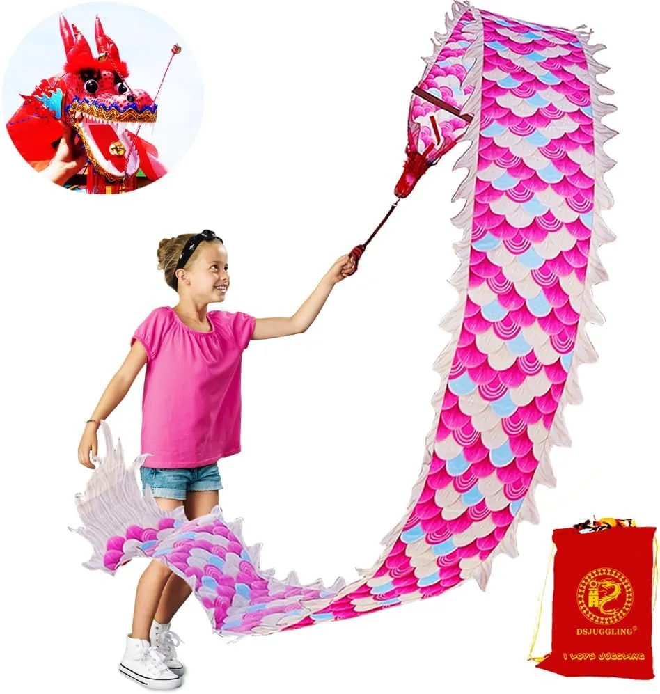 Rope Combo for Kids and Beginners, Flowy Dragon Ribbon Streamer chip lasting ere deem distribute Outdoor Fitness Golden Dragon Stage Prop Set (Magic Cloud, 9.8 FT(3M)) Lightweight Dragon Poi with 3D Dragon Head & Swing 