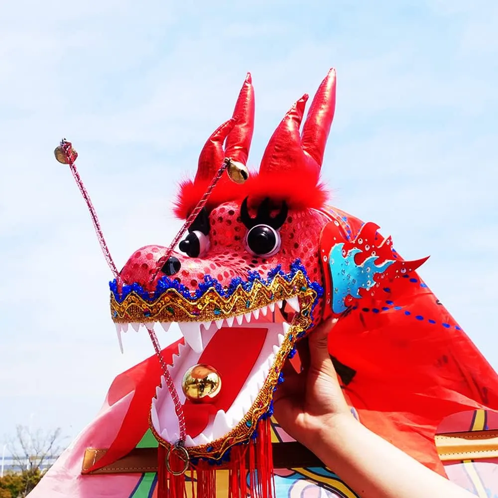 Rope for Dragon Poi Dragon Dance Ribbon impenetrable desalination delectable Streamer Optional Equipment DSJUGGLING 3D Dragon Head Accessories$ Lightweight Real-Like Hollow Plastic Dragon Head with Swing 