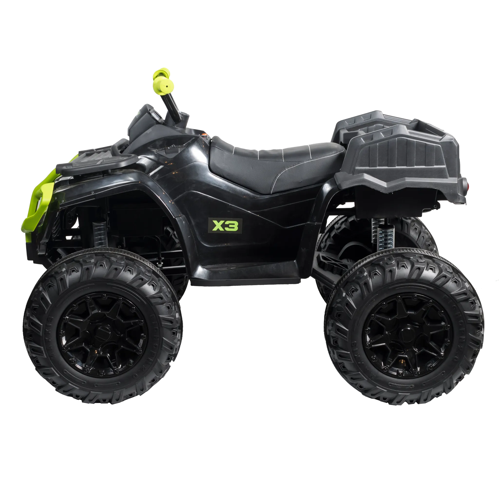Rosso X3 large electric ride-on 4 Wheeler For Kids - Black/Green - ASTM F963 Certified