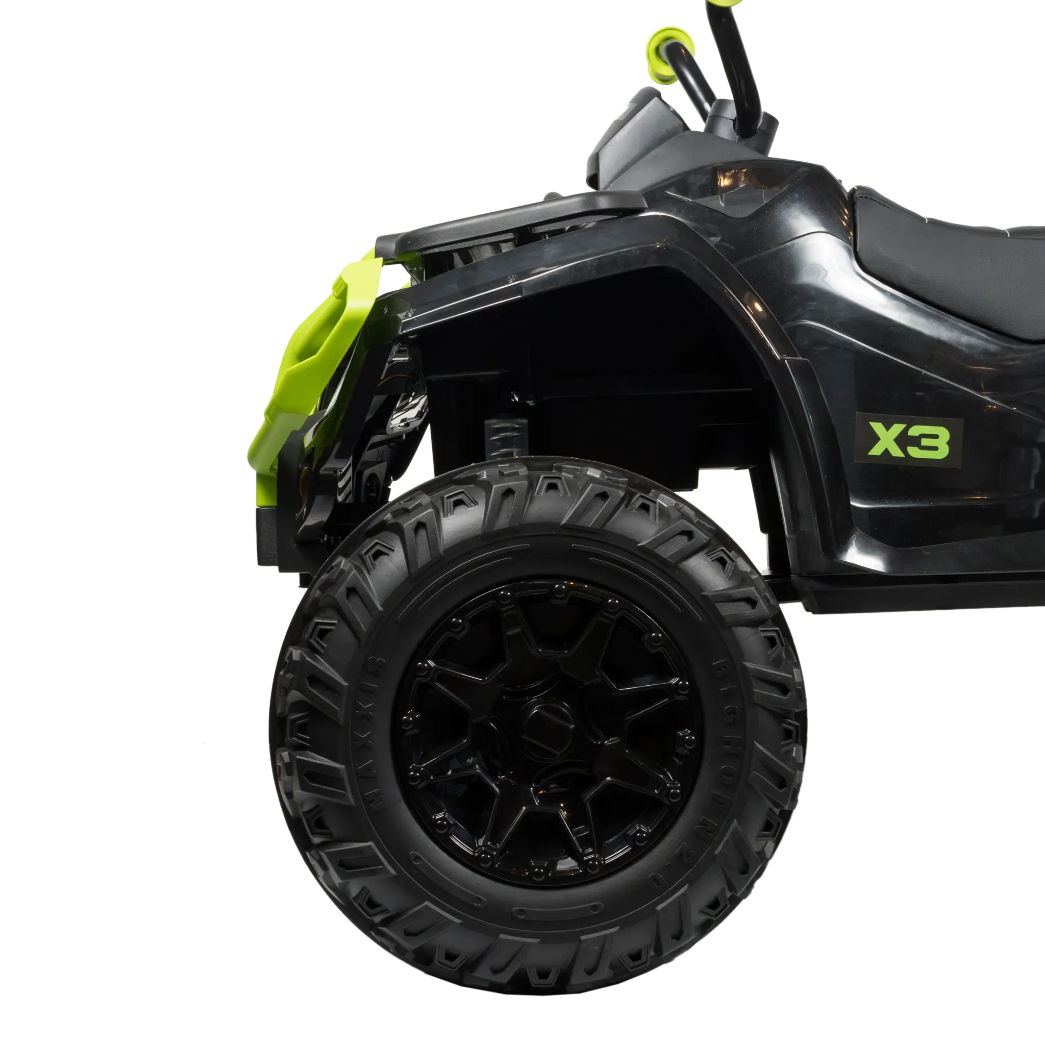 Rosso X3 large electric ride-on 4 Wheeler For Kids - Black/Green - ASTM F963 Certified