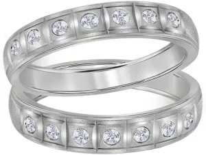 Round Diamond Matching Wedding Band Set 1/4ct, Color- G-H, Clarity- I2-I3, Size 9 mosaic 14kt White Gold 
