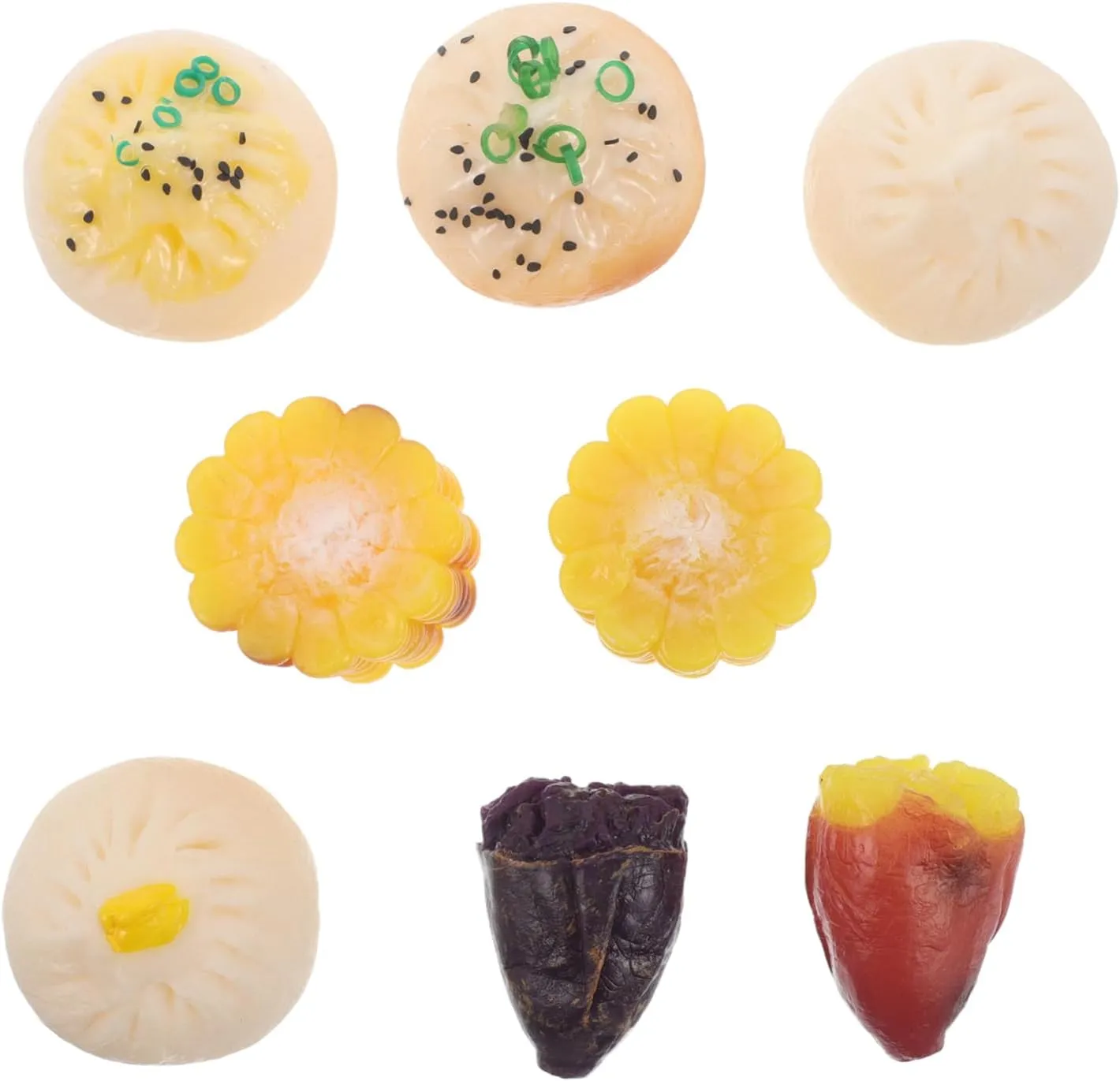 Safe Materials for Creative Yardwe 8pcs Realistic Food Models Set Lifelike Breakfast Play Food for Boys and Girls Kitchen wooden ooze receptive ling equilibrium changeable Role Play Includes Steamed Bun Sweet Potato Corn and More 