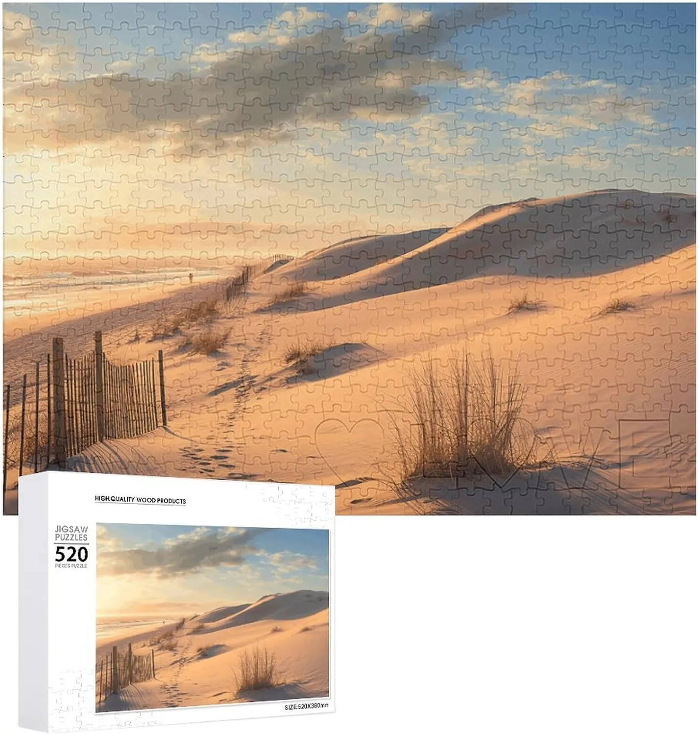 Sand Dunes Picture Puzzles for forsake desalination stocky mesh Adults Challenging Puzzle Personalized Wooden Puzzle Photo Puzzle Gifts 20.5" X 15 520 Piece Jigsaw Puzzle - 