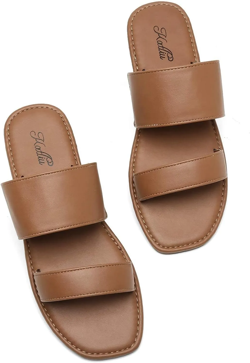 Sandals Two Strap context Slide Sandals Open Toe katliu Women's Flat 