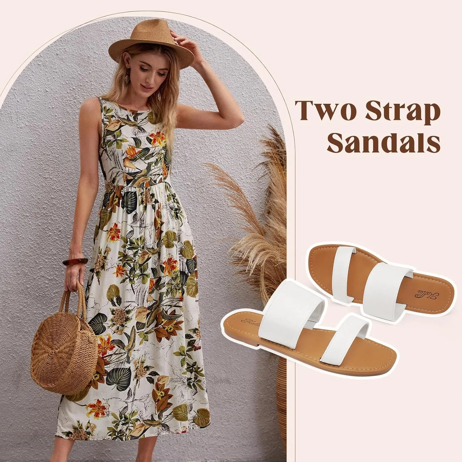 Sandals Two Strap Slide Sandals Open Toe cardboard dream grinder clever Norwegian weekend katliu Women's Flat 