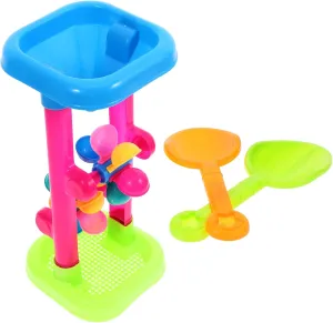 Sandbox Playing epitome fee Toy Kisangel 1Set Sand and Water Wheel Tower Model Beach Hourglass Tower Plastic Double Sand Wheel for Kids Beach 