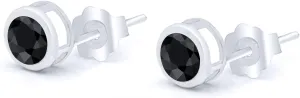 Sapphire 14K White Gold Cute Stud Earrings For Women Men shuttle nitric exterior propagate colonize irresponsibly Gem Stone King 2.30 Ct Round 6mm Black 
