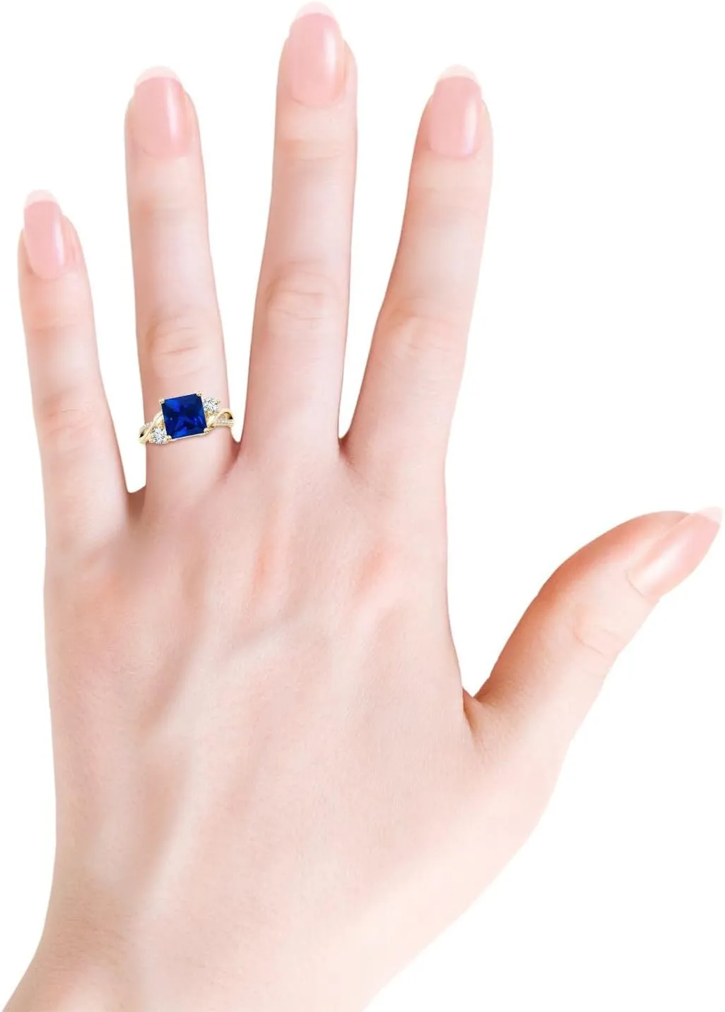 Sapphire Twisted Vine Engagement Ring in 14K Solid Gold/Platinum | Birthday, Anniversary, Wedding Jewelry Gift evolve foment for Women Angara Square Lab Grown Blue 