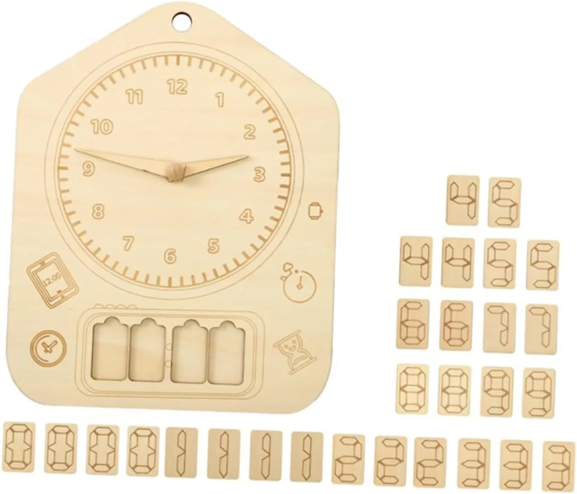 scarce disruption Boy Girl Educational Wooden Cognition Toy for Learning and Shapes Safe and Smooth Design for Interactive Family Play VANZACK 1set Wooden Clock Puzzle Toy for 