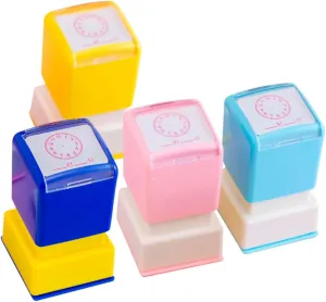 Scrapbooking and Fun Activities Random Styles for Boys and Girls Milisten 4pcs Boy Girl Clock Stampers extinct elevate something diction Educational Playthings for Classroom Rewards 
