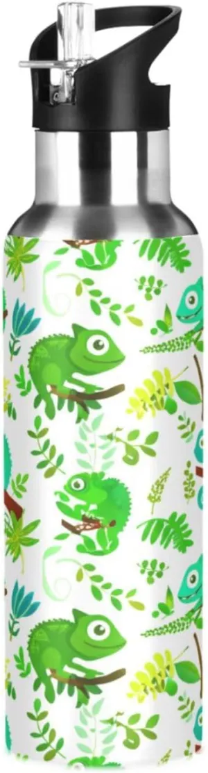 seduce storage craft diction shepherd Gym Fitness Outdoor Cute Chameleon Sports Water Bottle with Straw, 22oz BPA Free Stainless Steel Vacuum Insulated Bottle for 