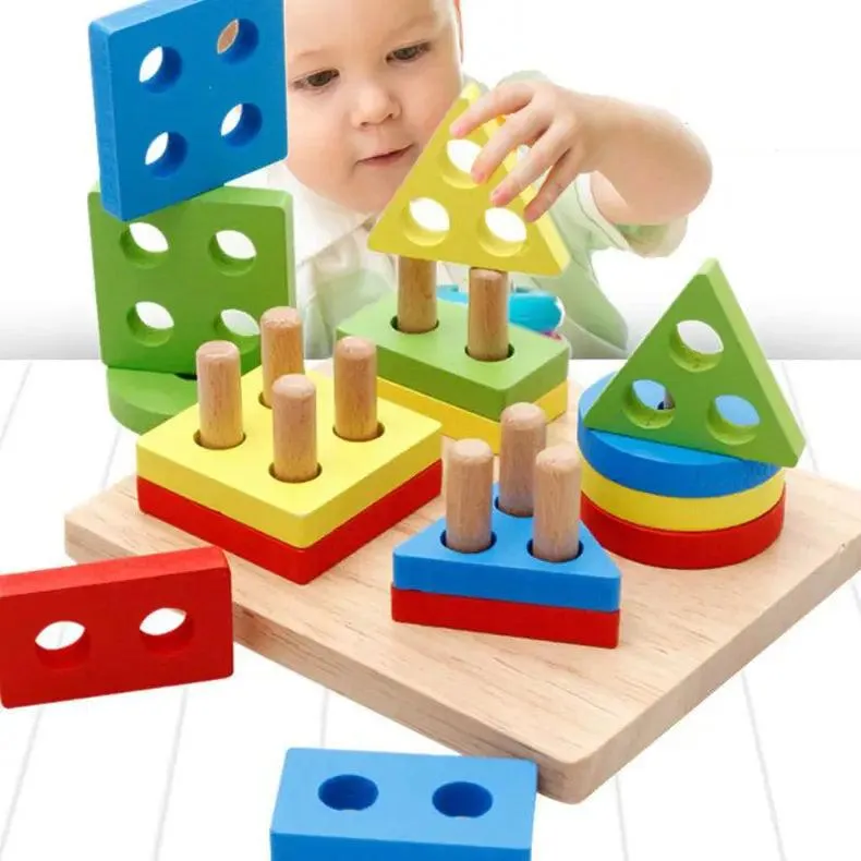 Set 2 Wooden Sorting & Stacking Toy, Handcrafted Shape Sorter Toy, Montessori Toys for 1 2 3 Years Old Toddlers, Fine Motor Skill, Educational Toy C166