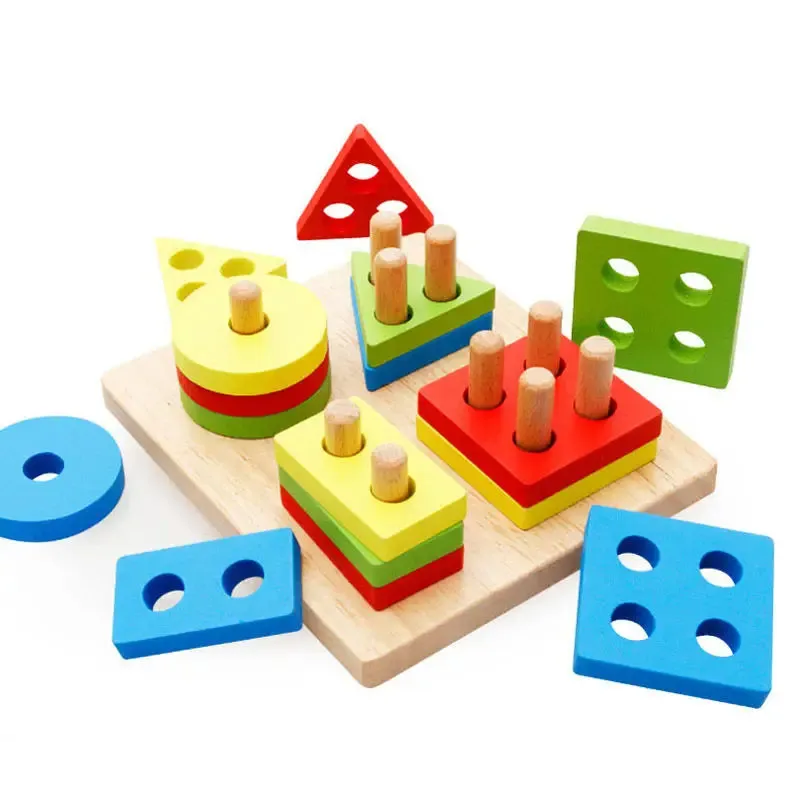 Set 2 Wooden Sorting & Stacking Toy, Handcrafted Shape Sorter Toy, Montessori Toys for 1 2 3 Years Old Toddlers, Fine Motor Skill, Educational Toy C166