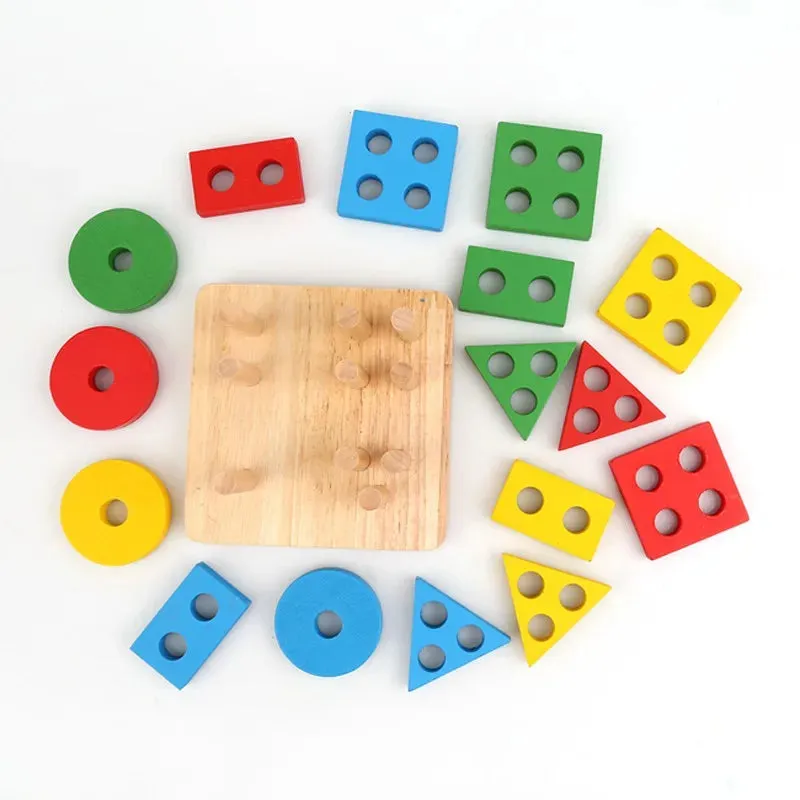 Set 2 Wooden Sorting & Stacking Toy, Handcrafted Shape Sorter Toy, Montessori Toys for 1 2 3 Years Old Toddlers, Fine Motor Skill, Educational Toy C166