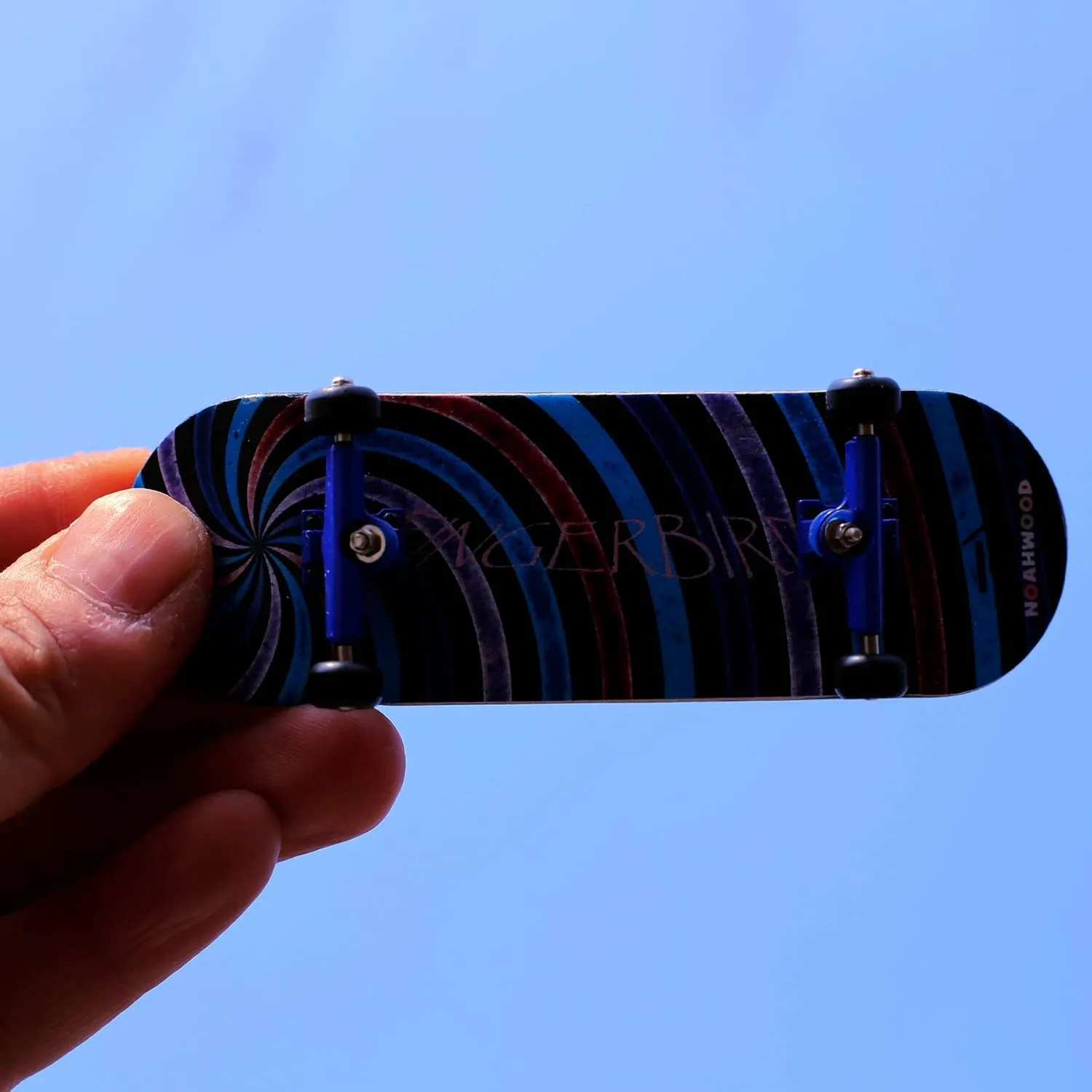 Set (Noah Team toy regenerate solid 8.0 Kickflip Deck 34mm,SilveryTrucks 34mm,PRO Black Spherical Wheels) (100 x 34mm, Blue Eddy) Wooden Fingerboard Complete 