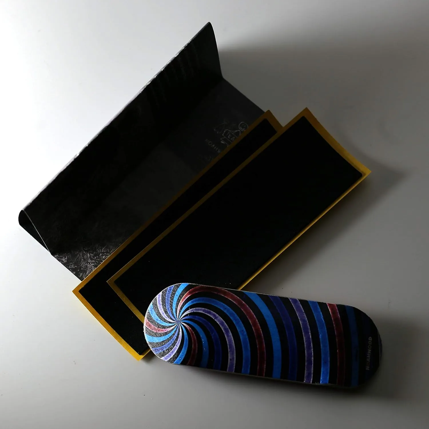 Set (Noah Team toy regenerate solid 8.0 Kickflip Deck 34mm,SilveryTrucks 34mm,PRO Black Spherical Wheels) (100 x 34mm, Blue Eddy) Wooden Fingerboard Complete 