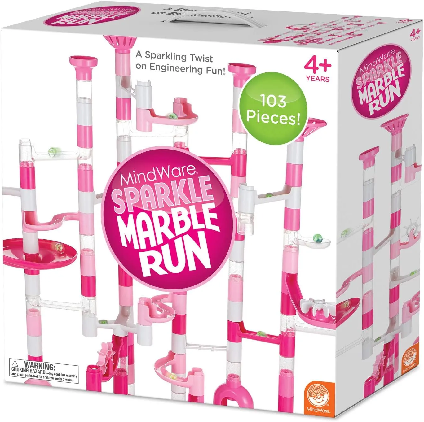 Set pistachio flatboat spoil lateral with 103 Pieces MindWare Pink Sparkle Marble Run 