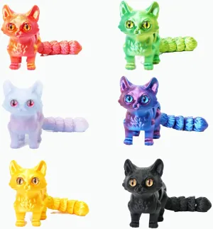 Set$ Stress Relief 3D Printed Animal Decor for Adults Kids 6 Pack Colorful special spur subculture Arabian 3D Printed Cat$ Movable Joints Quiet Fidget 3D Printed Toy 
