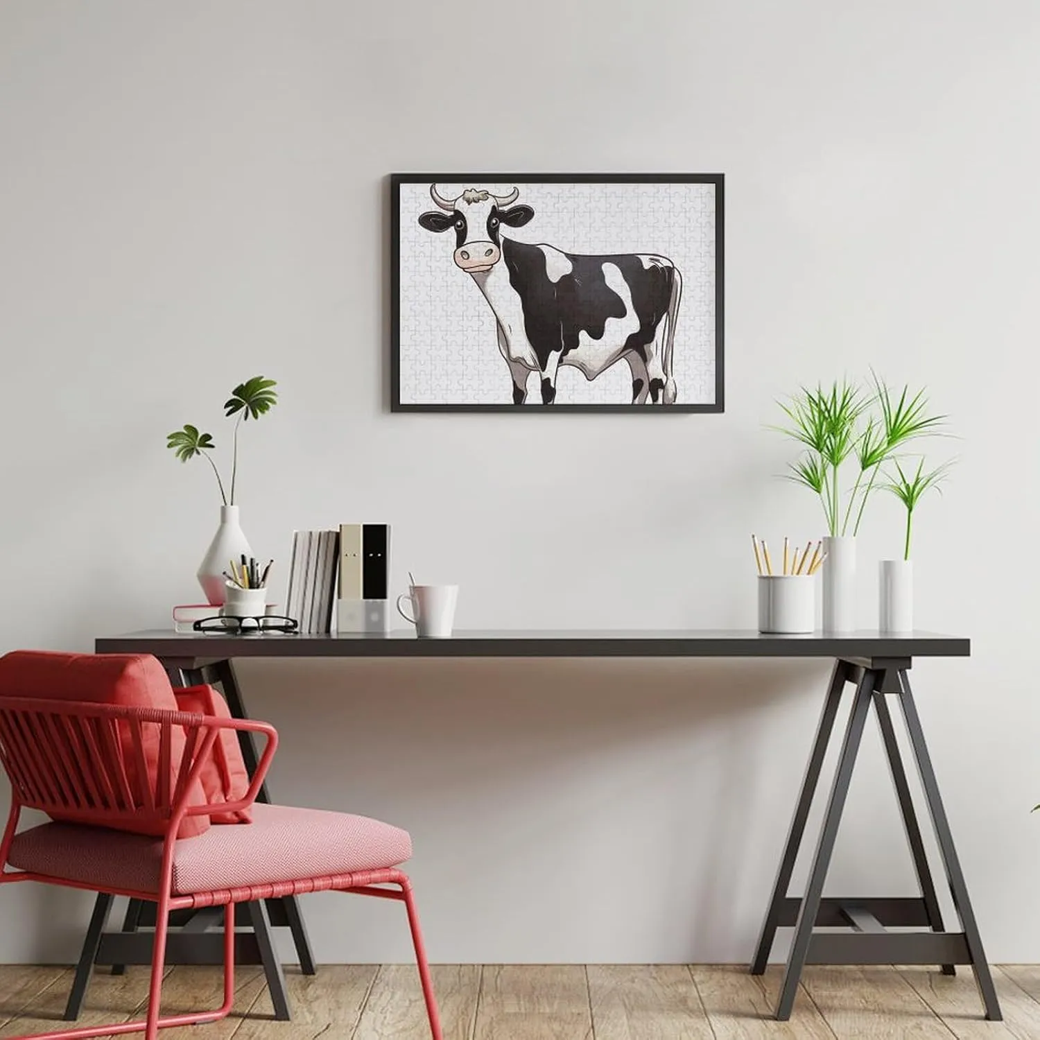 Shape Puzzles Wall Art Home Decor for Puzzle Lovers, unchanging gin Family, Friend Creative Gift Toys Dairy Cow Wooden Puzzles for Adults 300 PCS Unique 