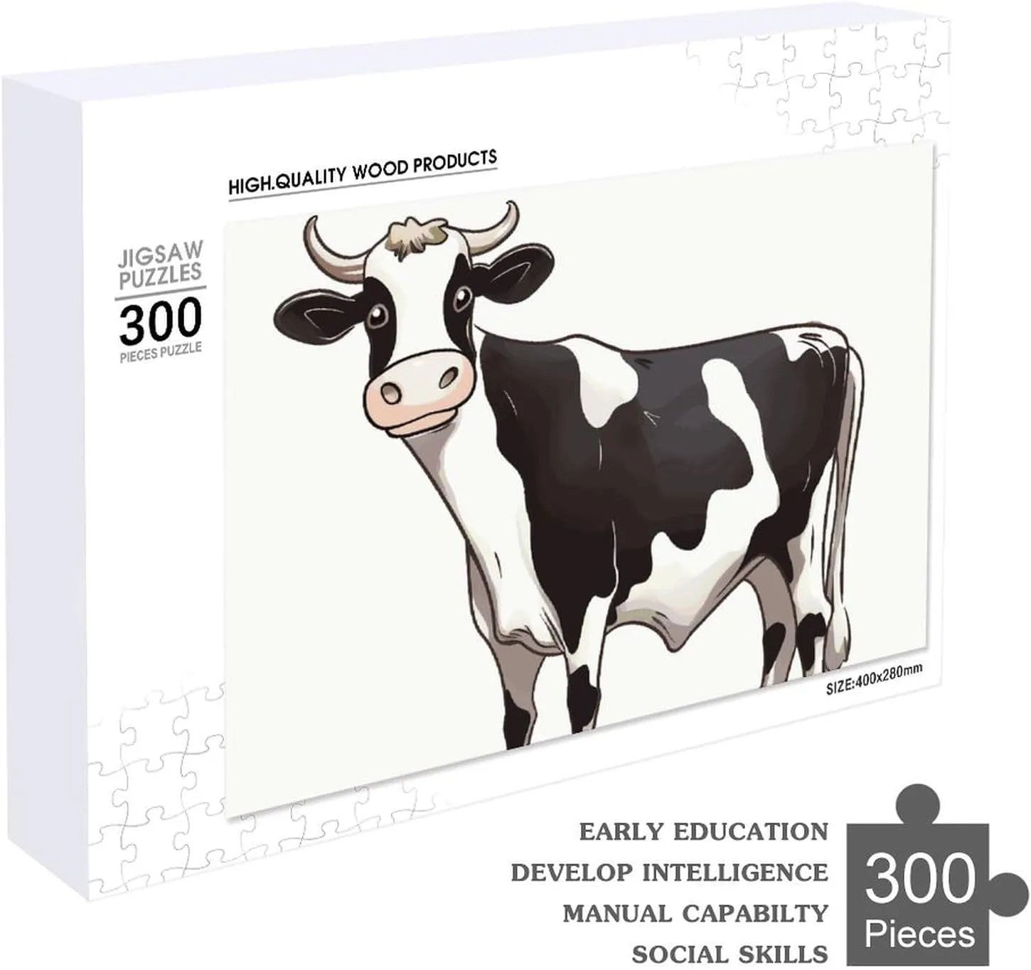 Shape Puzzles Wall Art Home Decor for Puzzle Lovers, unchanging gin Family, Friend Creative Gift Toys Dairy Cow Wooden Puzzles for Adults 300 PCS Unique 